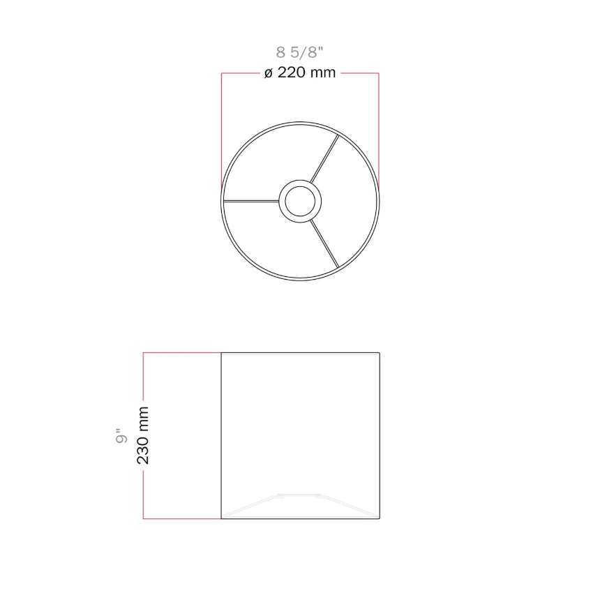 Abajur Cilindro M em tecido com encaixe E27 - Fabricado em Itália