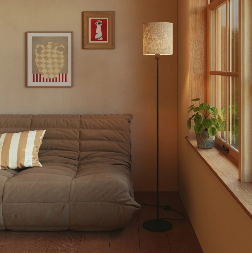 Abajur Cilindro M em tecido com encaixe E27 - Fabricado em Itália