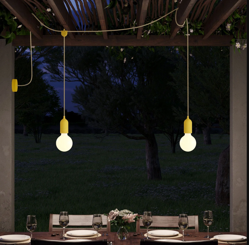 Lâmpada de exterior F-Snake EIVA IP65 com 2 luzes com rosa