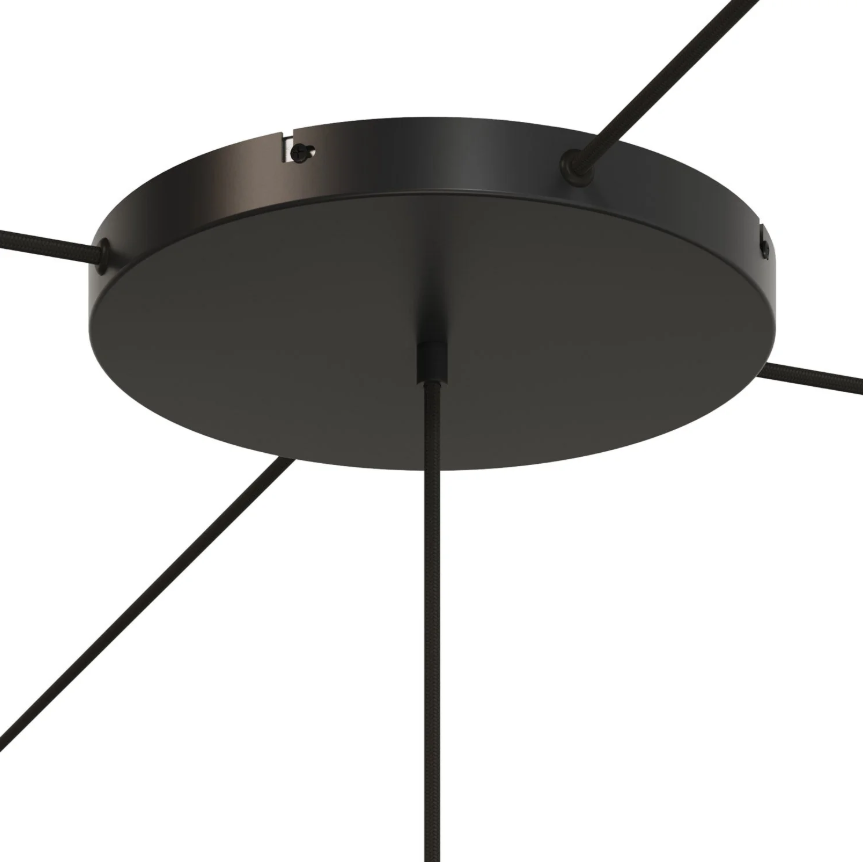 Base de teto redonda em alumínio Ø 30 cm com braçadeira e cabo de aterramento, com 1 furo central