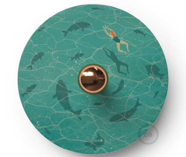 Fermaluce Romantic with double-sided wooden UFO lampshade illustrated by various artists