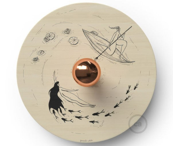 Fermaluce Romantic with double-sided wooden UFO lampshade illustrated by various artists