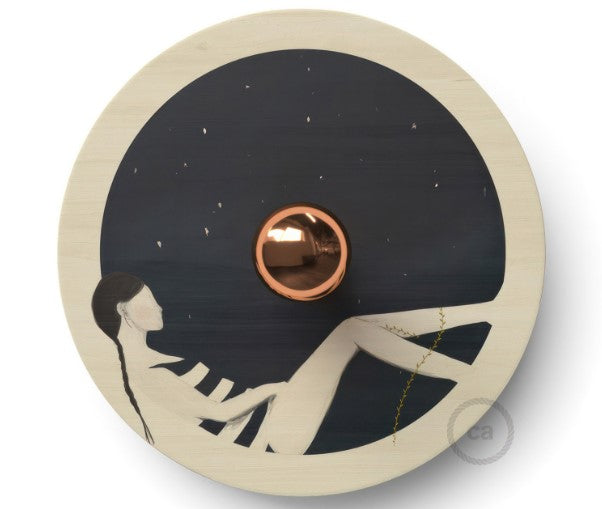 Fermaluce Romantic with double-sided wooden UFO lampshade illustrated by various artists