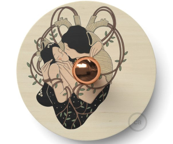 Fermaluce Romantic with double-sided wooden UFO lampshade illustrated by various artists