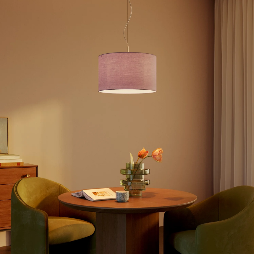 Abajur Cilindro L em tecido com encaixe E27 - Fabricado em Itália