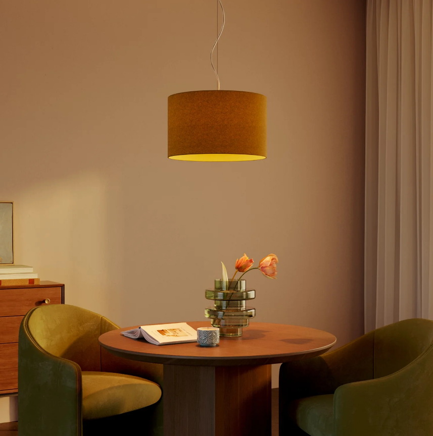 Abajur Cilindro L em tecido com encaixe E27 - Fabricado em Itália