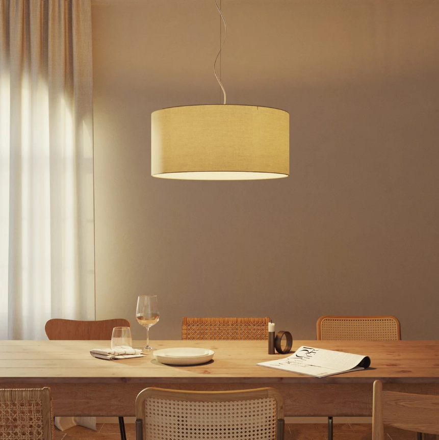 Abajur Cilindro XXL em tecido com encaixe E27 - Fabricado em Itália