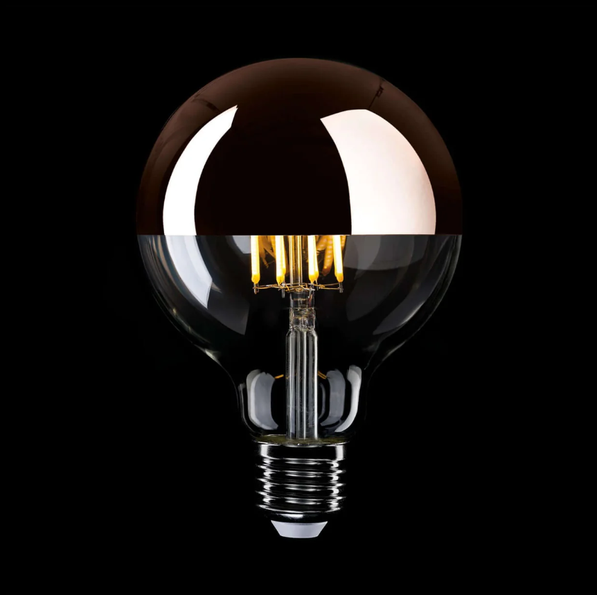 Lâmpada LED Meia Esfera Cobre Globo G125 7W 650Lm E27 2700K Regulável - A25