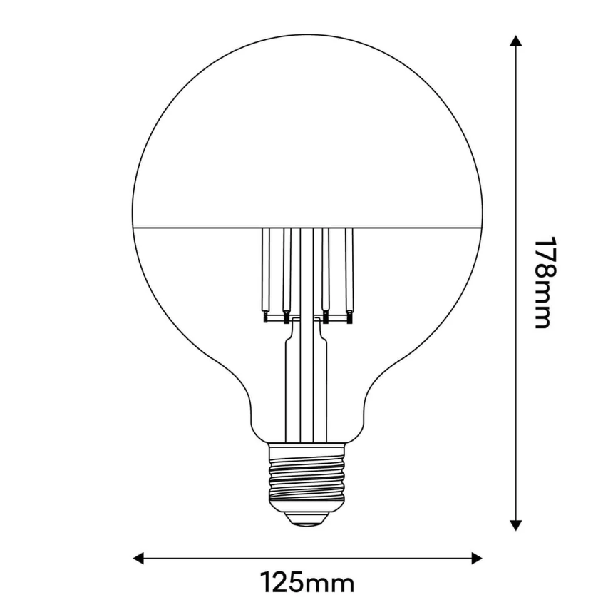 Lâmpada LED Meia Esfera Cobre Globo G125 7W 650Lm E27 2700K Regulável - A25