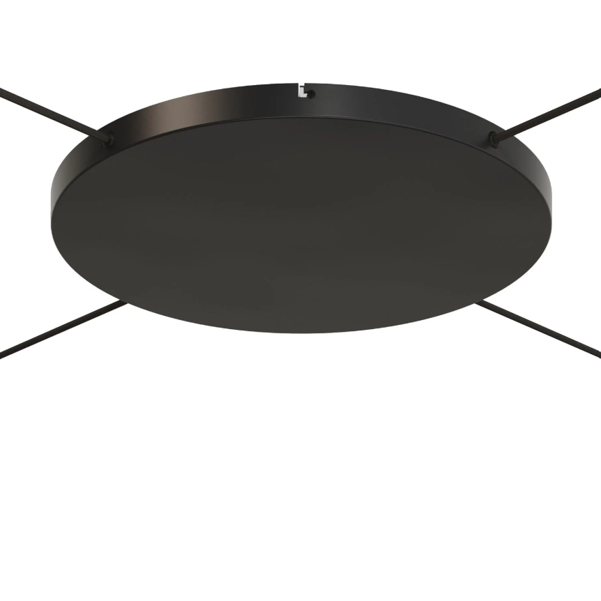 Base de teto redonda em alumínio Ø 50 cm com suporte e Cabo de aterramento, com 4 furos laterais