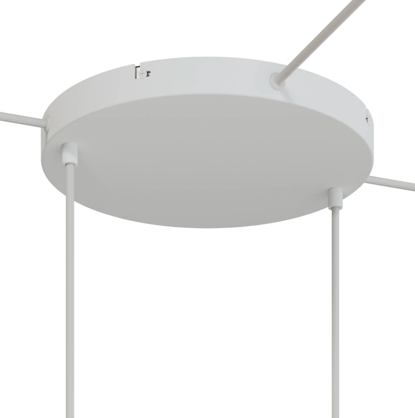 Base de teto redonda em alumínio Ø 30 cm com braçadeira e cabo de aterramento, com 2 furos frontais