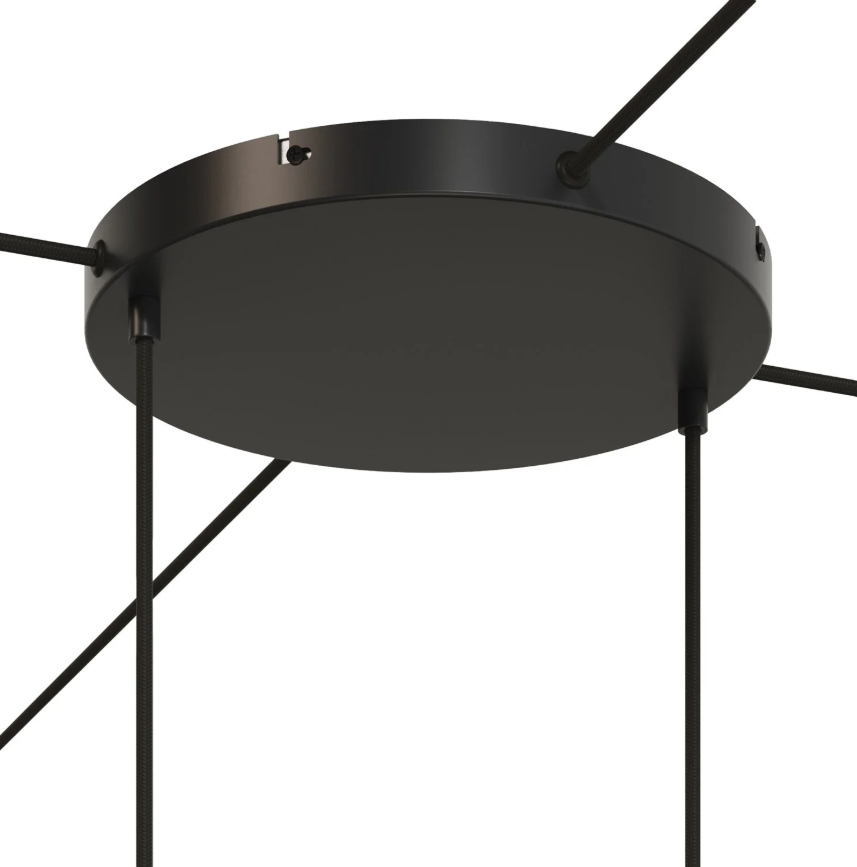 Base de teto redonda em alumínio Ø 30 cm com braçadeira e cabo de aterramento, com 2 furos frontais