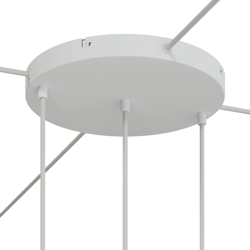 Base de teto redonda em alumínio Ø 30 cm com suporte e Cabo de aterramento, com 3 furos frontais