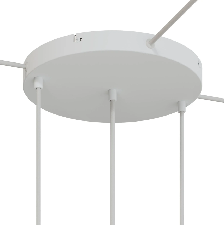 Base de teto redonda em alumínio Ø 30 cm com suporte e Cabo de aterramento, com 3 furos frontais