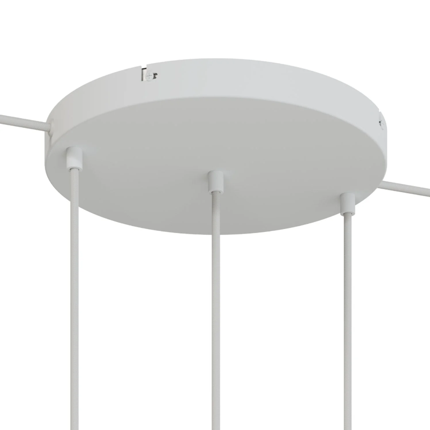 Base de teto redonda em alumínio Ø 30 cm com suporte e Cabo de aterramento, com 3 furos frontais