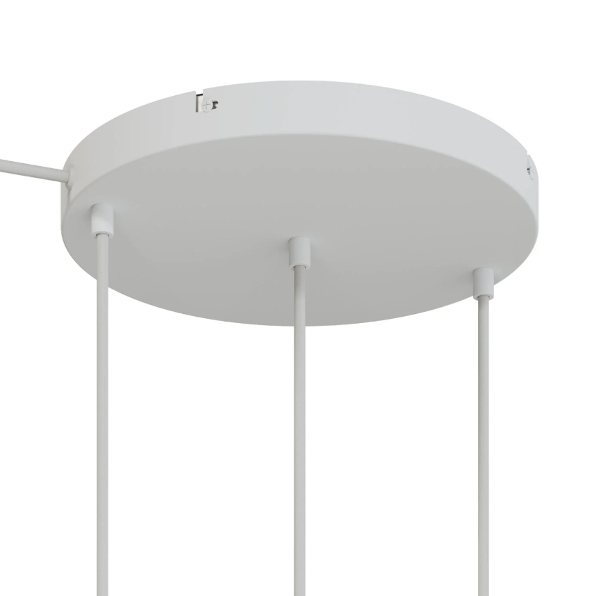 Base de teto redonda em alumínio Ø 30 cm com suporte e Cabo de aterramento, com 3 furos frontais