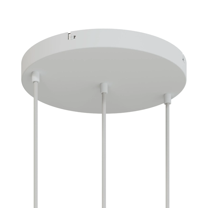 Base de teto redonda em alumínio Ø 30 cm com suporte e Cabo de aterramento, com 3 furos frontais