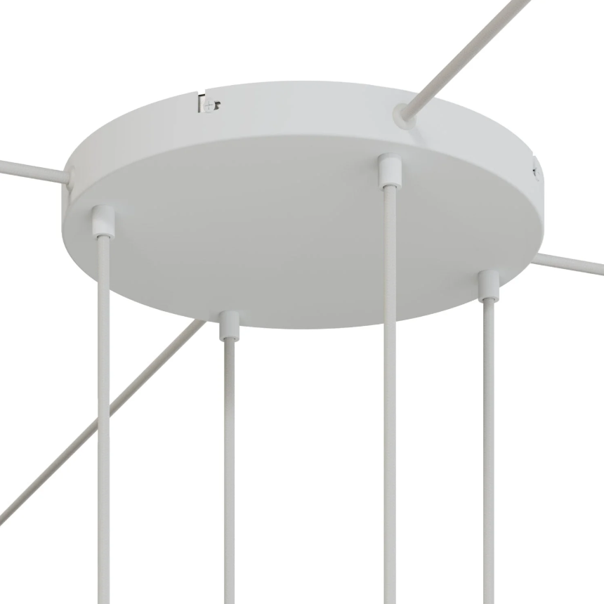 Base de teto redonda em alumínio Ø 30 cm com braçadeira e cabo de aterramento, com 4 furos frontais