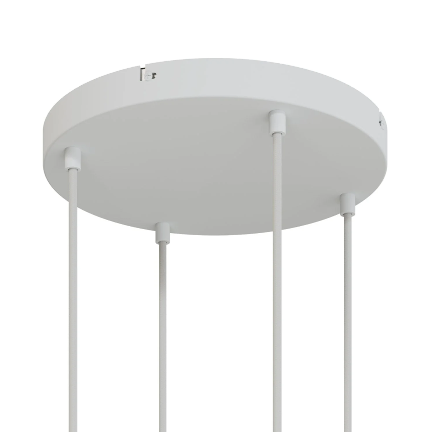Base de teto redonda em alumínio Ø 30 cm com braçadeira e cabo de aterramento, com 4 furos frontais