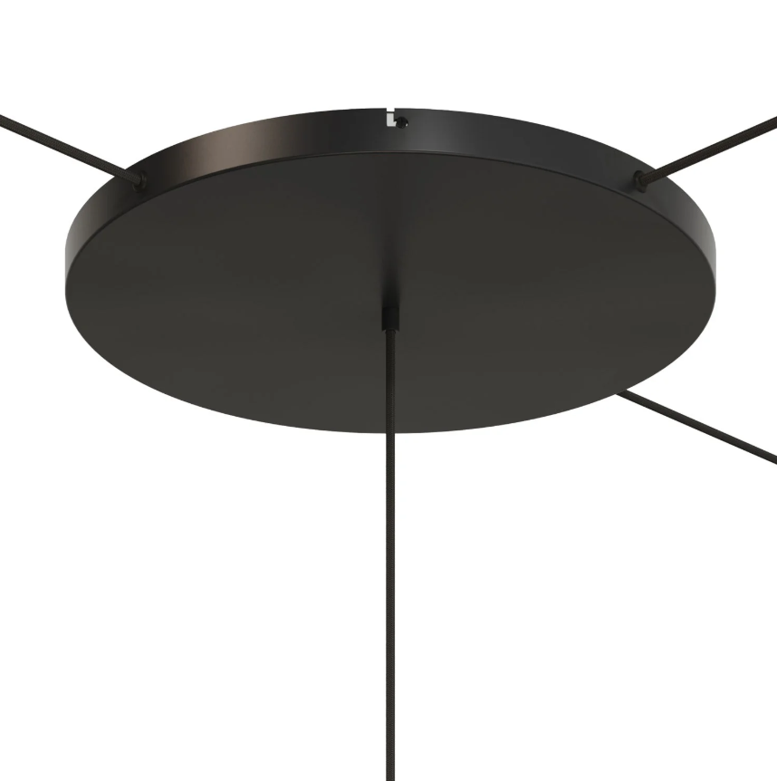 Base de teto redonda em alumínio Ø 50 cm com suporte e Cabo de aterramento, com 1 furo frontal