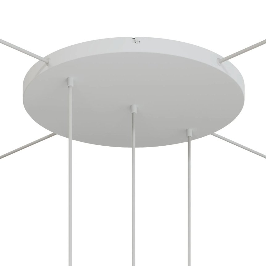 Base de teto redonda em alumínio Ø 50 cm com braçadeira e cabo de aterramento, com 3 furos em linha frontais