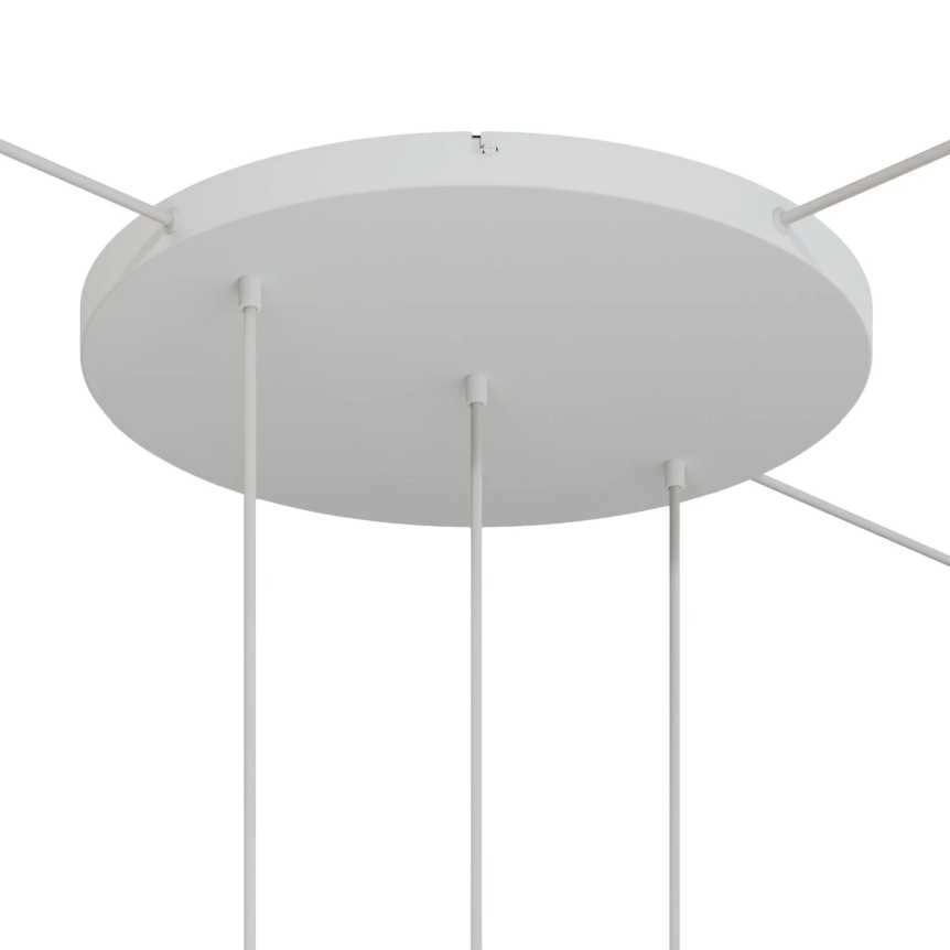 Base de teto redonda em alumínio Ø 50 cm com braçadeira e cabo de aterramento, com 3 furos em linha frontais