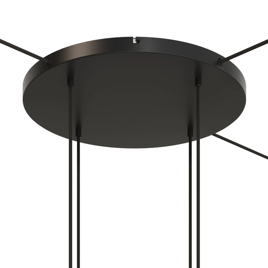 Base de teto redonda em alumínio Ø 50 cm com suporte e Cabo de aterramento, com 4 furos frontais