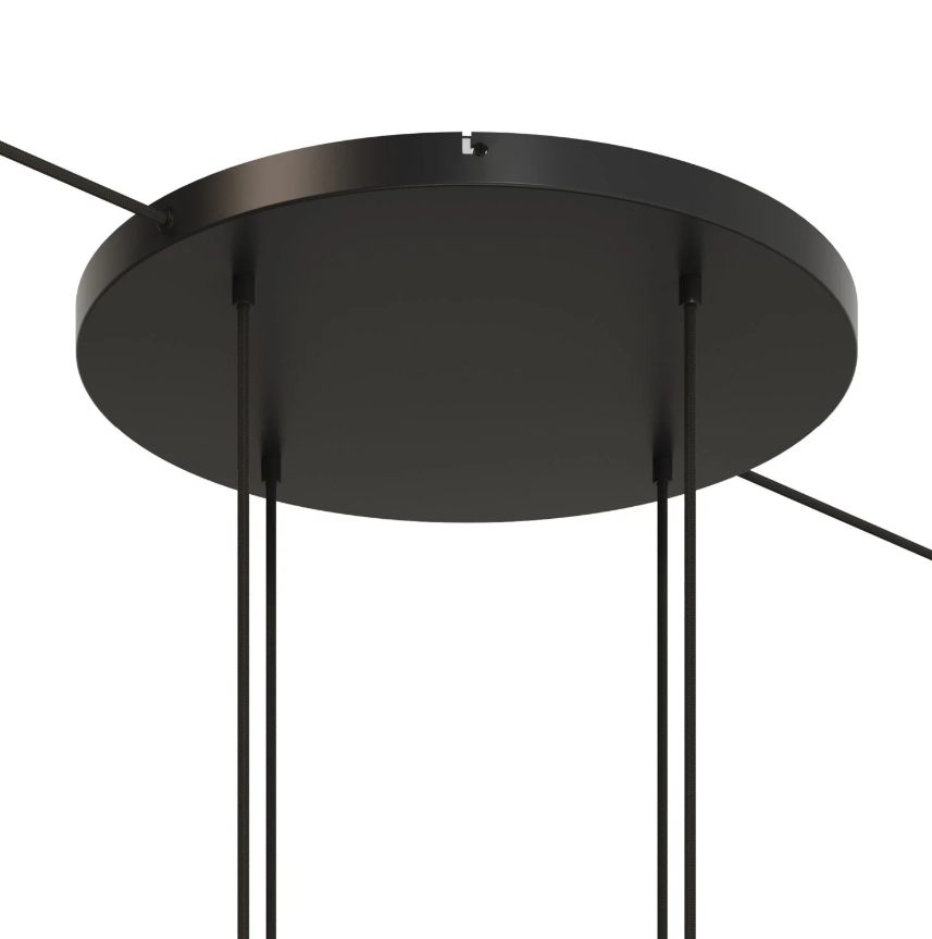 Base de teto redonda em alumínio Ø 50 cm com suporte e Cabo de aterramento, com 4 furos frontais