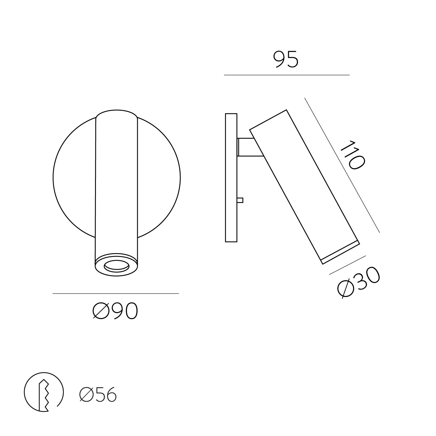 Atria Aplique de Parede Embutido Luz de Leitura Direcionável