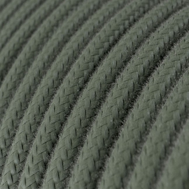 Cabo elétrico redondo revestido por tecido de algodão de cor sólida RC63 Esverdeado