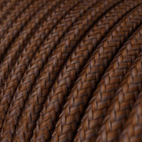 Cabo elétrico redondo coberto por tecido em seda artificial de cor sólida - RM36 Ferrugem
