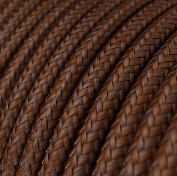 Cabo elétrico redondo coberto por tecido em seda artificial de cor sólida - RM36 Ferrugem