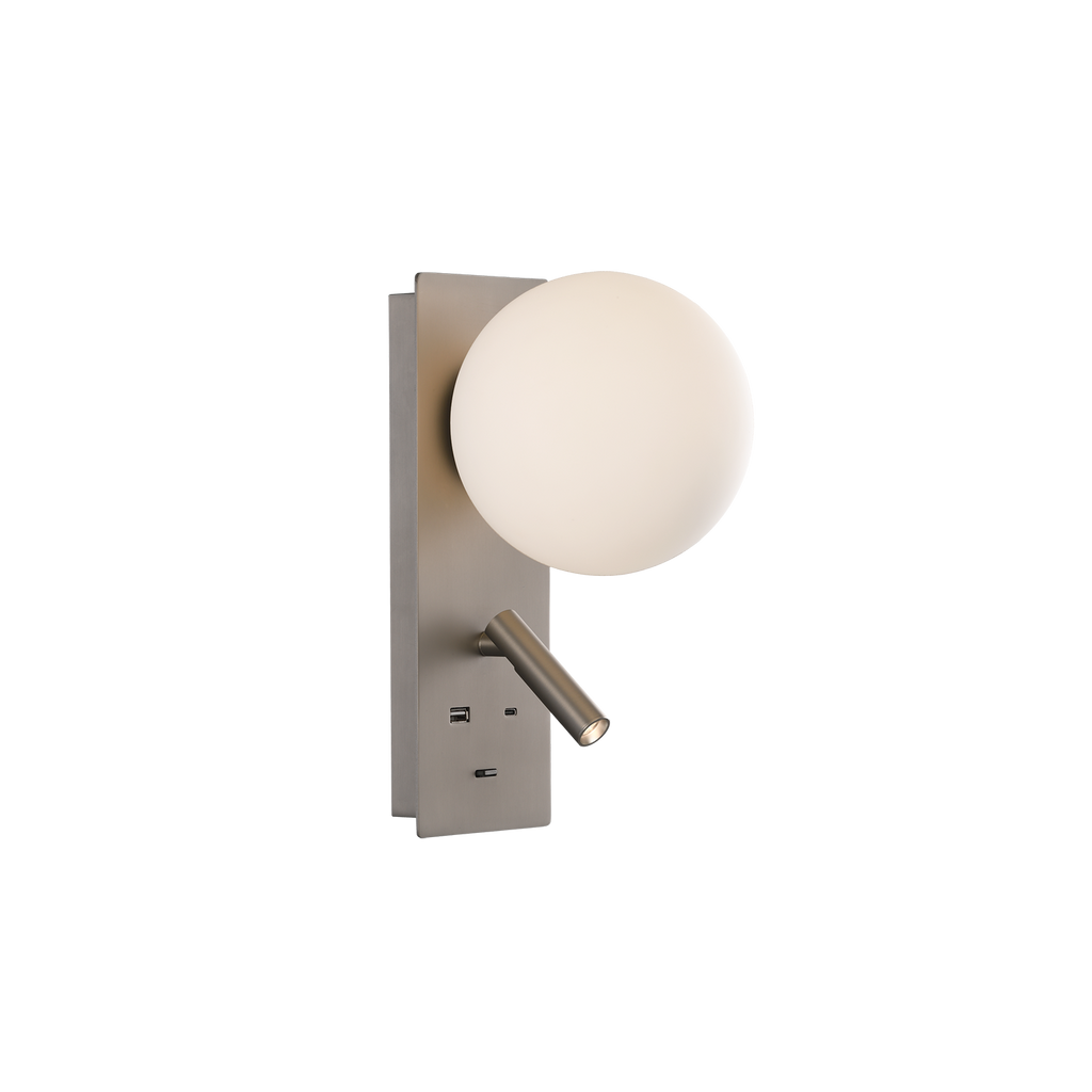 Kin Aplique de Parede Direcionável Luz de Leitura com porta USB