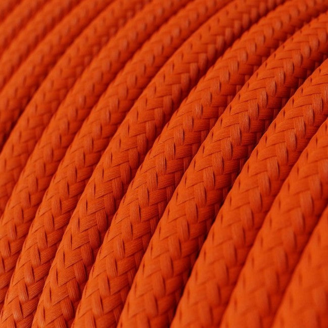 Cabo elétrico redondo com seda artificial aplicada cor de tecido sólida RM15 Laranja