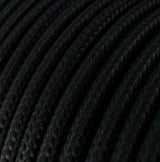 Cabo elétrico redondo com seda artificial aplicada cor de tecido sólida RM04 Preto