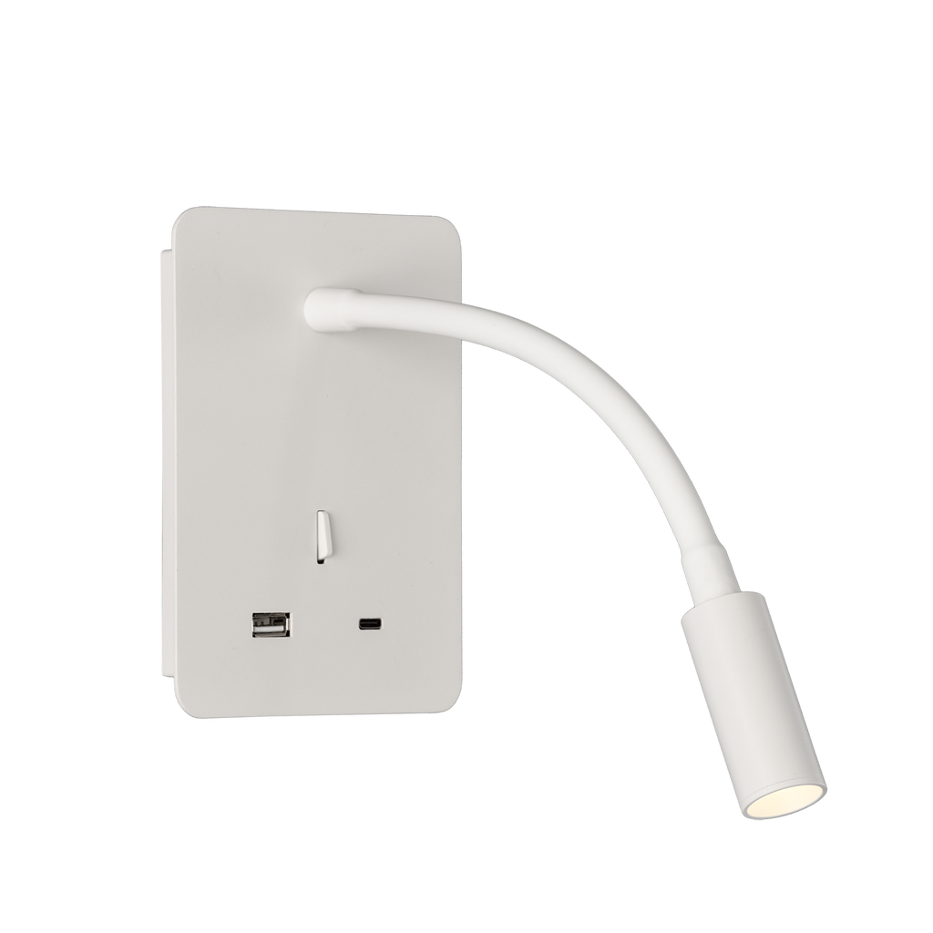 Senda Aplique de Parede de Leitura Direcionável e com porta USB