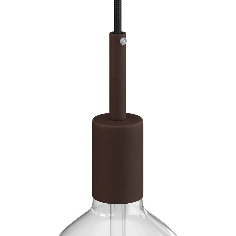 Kit de casquilho cilíndrico E27 em metal com braçadeira de cabo de 7 cm