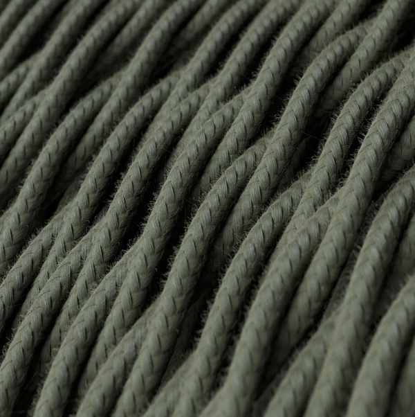 Cabo elétrico torcido revestido por tecido de algodão Verde Cinzento sólido TC63