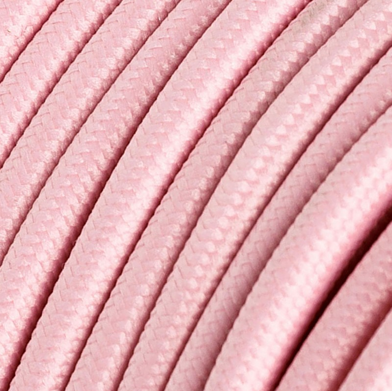 Cabo elétrico redondo revestido em seda artificial cor sólida RM16 Rosa Bebé