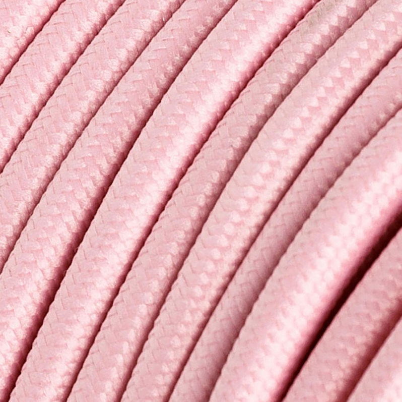 Cabo elétrico redondo com seda artificial aplicada cor de tecido sólida RM16 Rosa Bebé