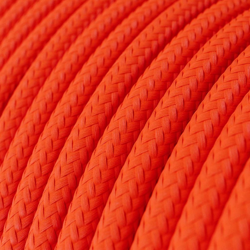 Cabo elétrico redondo revestido em seda artificial cor sólida Fluorescente RF15 Laranja