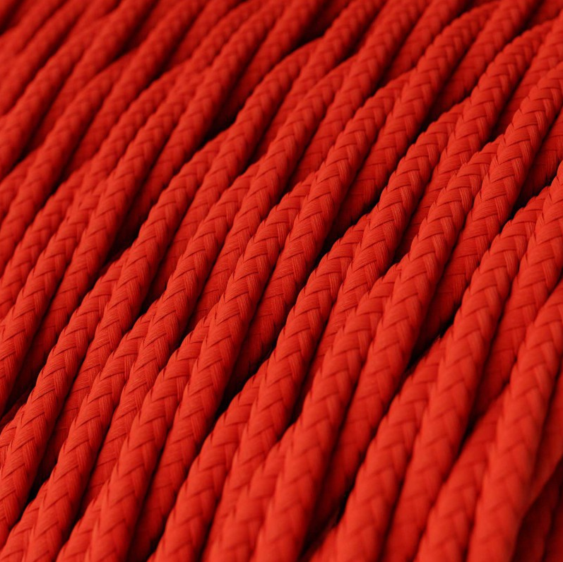 Cabo elétrico trançado em seda artificial cor sólida TM09 Vermelho