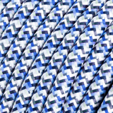 Cabo elétrico redondo revestido por tecido de seda artificial RX03 Pixel Turquesa