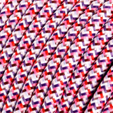 Cabo elétrico redondo revestido por tecido de seda artificial RX00 Pixel Fúcsia
