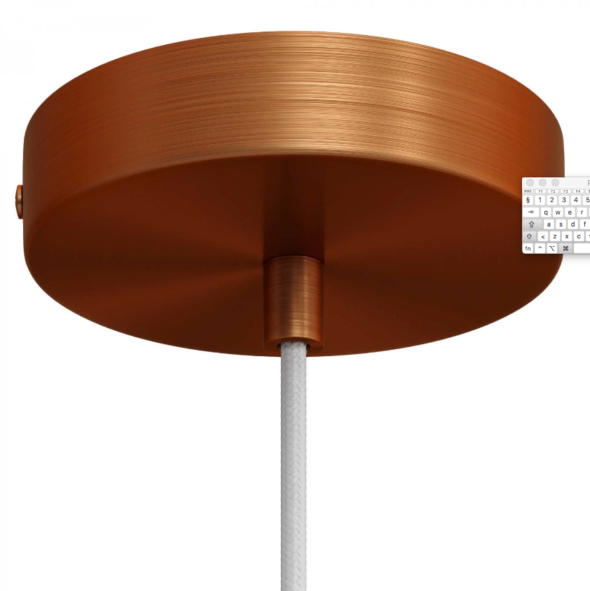 Candeeiro suspenso com cabo têxtil e detalhes em metal escovado - Fabricado em Itália