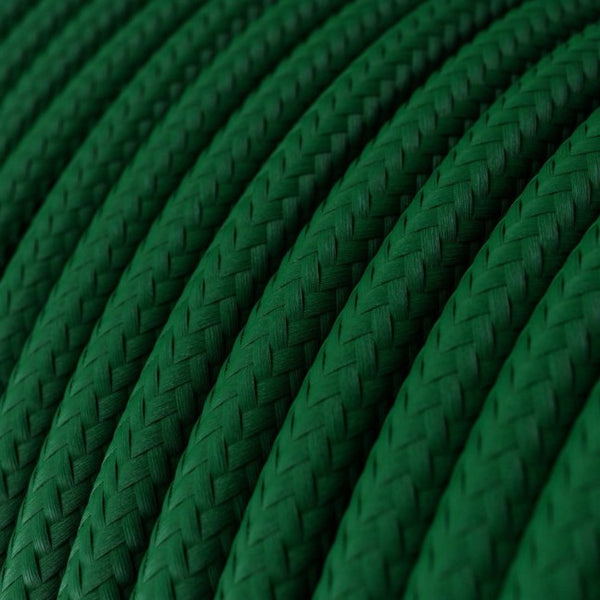 Cabo elétrico redondo com seda artificial aplicada cor de tecido sólida RM21 Verde Escuro