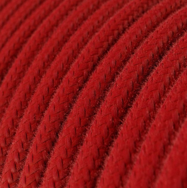 Cabo elétrico redondo revestido em algodão cor sólida RC35 Vermelho Fogo