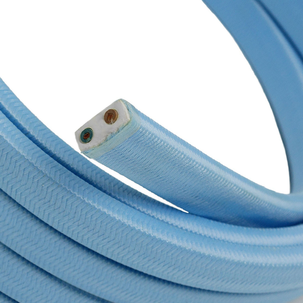 Cabo Elétrico para Cordão de Luzes, coberto por tecido Seda Azul Bebé CM17