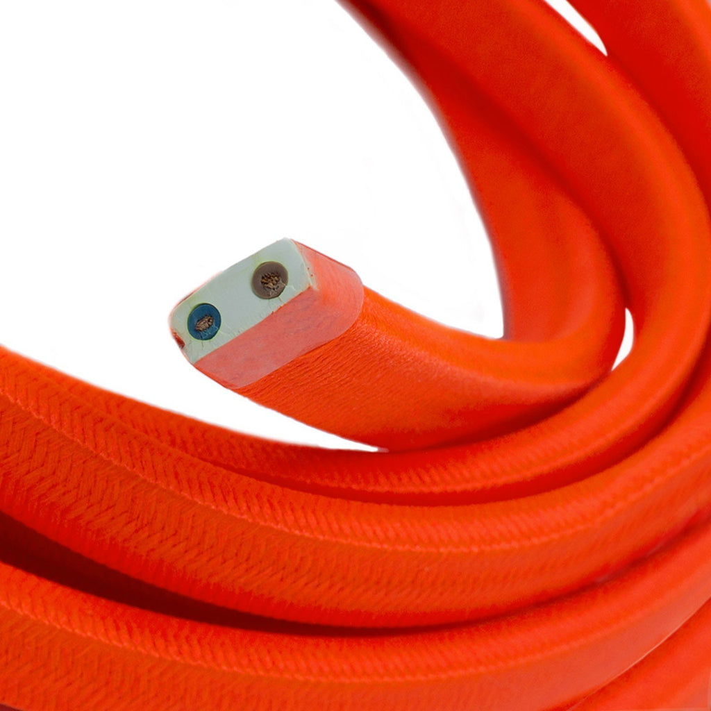 Cabo Elétrico para Cordão de Luzes, coberto por tecido Seda Laranja Fluo CF15