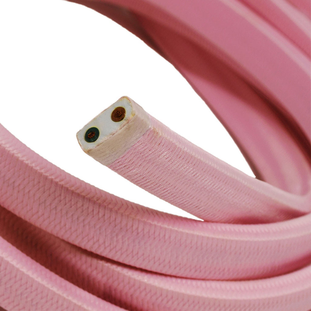 Cabo Elétrico para Cordão de Luzes, coberto por tecido Seda Rosa Bebé CM16